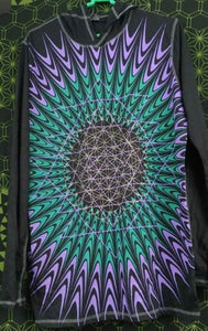 Men's Hooded Mandala Long Sleeve Shirt
