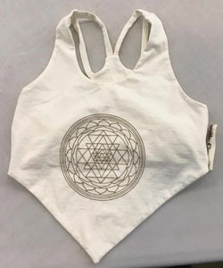 Asymmetrical Sri Yantra Lotus Crop Top