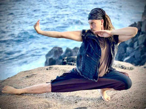 Men's Long Drop Crotch Shorts with Shiva Trident