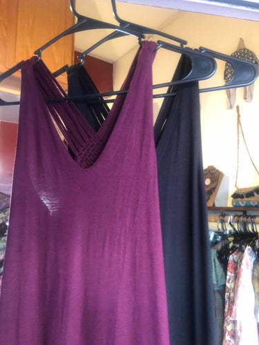 Long Tank Dress with Woven Strappy Back