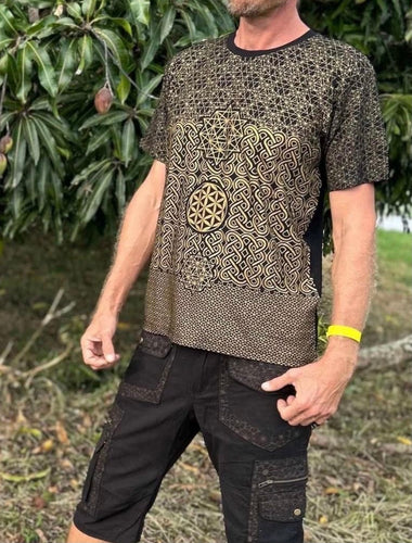 Mens Bamboo Fabric Geometry Print T-shirt