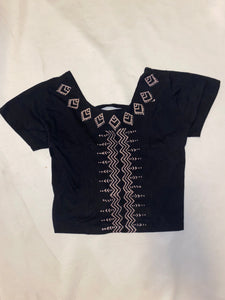 Cotton Block Print Crop Top
