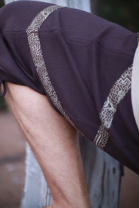 Men's Long Brown Shorts with Shipibo Trim