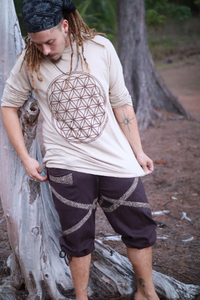 Men's Long Brown Shorts with Shipibo Trim