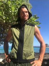 Load image into Gallery viewer, Mens Vest with Hood and Sri Yantra Embroidery