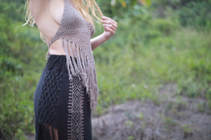 Long Slit Skirt with Tribal Block Print
