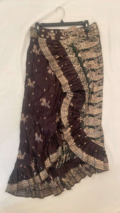 Long Indian Silk Sari Adjustable Skirt
