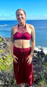 Long Macrame Slit Skirt