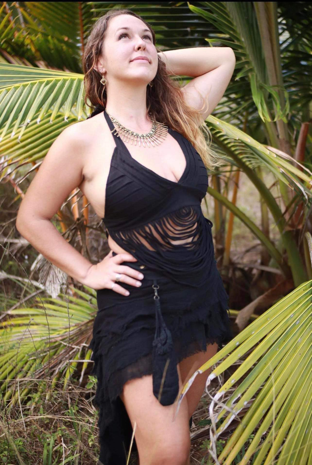 U Fringe Halter Top