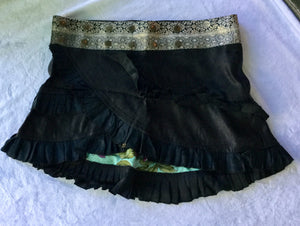 Indian Silk Sari Adjustable Mini Skirt