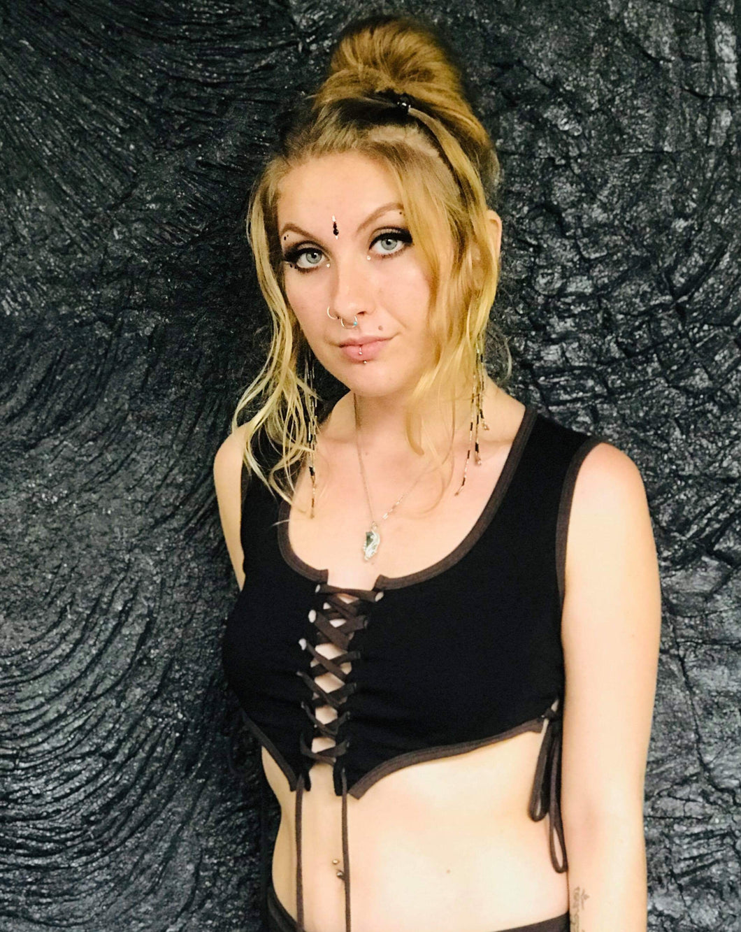 Organic Cotton Lace-up Crop Top