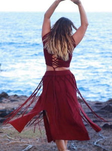 Long Macrame Slit Skirt