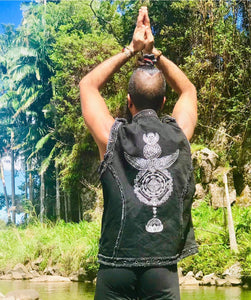 Thick Cutoff Denim Sacred Geometry Vest