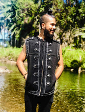 Load image into Gallery viewer, Thick Cutoff Denim Sacred Geometry Vest