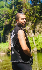 Thick Cutoff Denim Sacred Geometry Vest