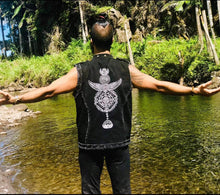 Load image into Gallery viewer, Thick Cutoff Denim Sacred Geometry Vest
