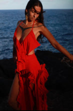 Load image into Gallery viewer, Red Flowy Salsa Dress