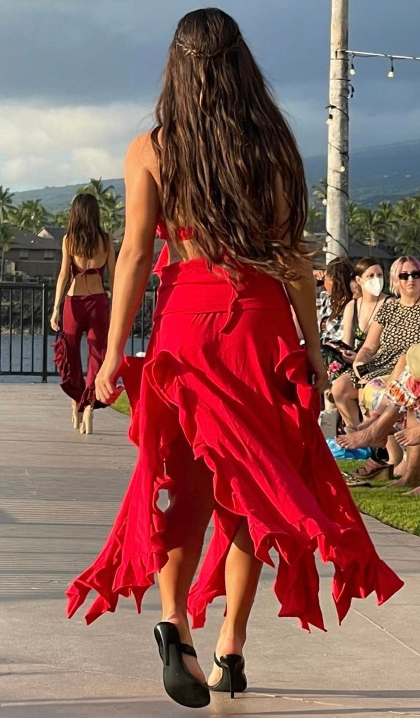 Red Flowy Salsa Dress Mystic Closets Red Flowy Salsa Dress Mystic Closets