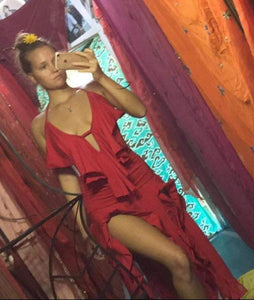 Red Flowy Salsa Dress