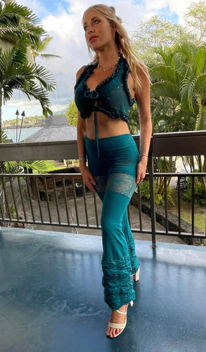 Yoga Flare Pants with Lace