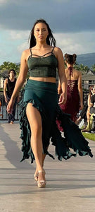 Long Lycra Skirt with Ruffles