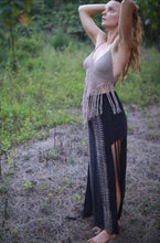 Load image into Gallery viewer, Long Slit Skirt with Tribal Block Print