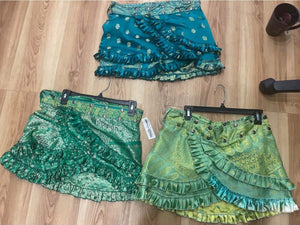 Indian Silk Sari Adjustable Mini Skirt