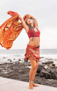 Indian Silk Sari Adjustable Mini Skirt