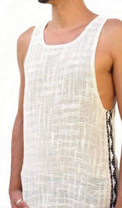Men's Tank Top with Hand Woven Tribal Design
