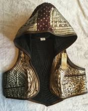 Load image into Gallery viewer, Hooded Silk Sari Brocade Vest