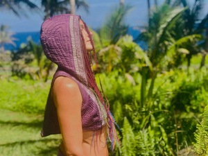 Hooded Silk Sari Brocade Vest