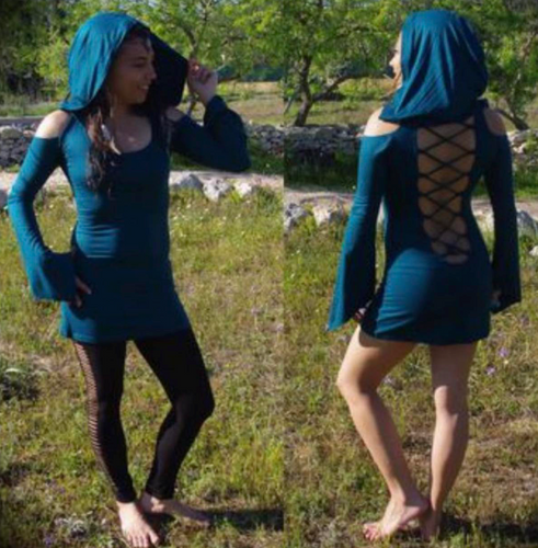 Hooded Long Sleeve Mini Dress