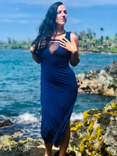 Load image into Gallery viewer, Organic Cotton BodyCon Ripped V-Neck Dress