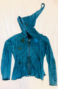 Blue Embroidered Cotton Elven Jacket