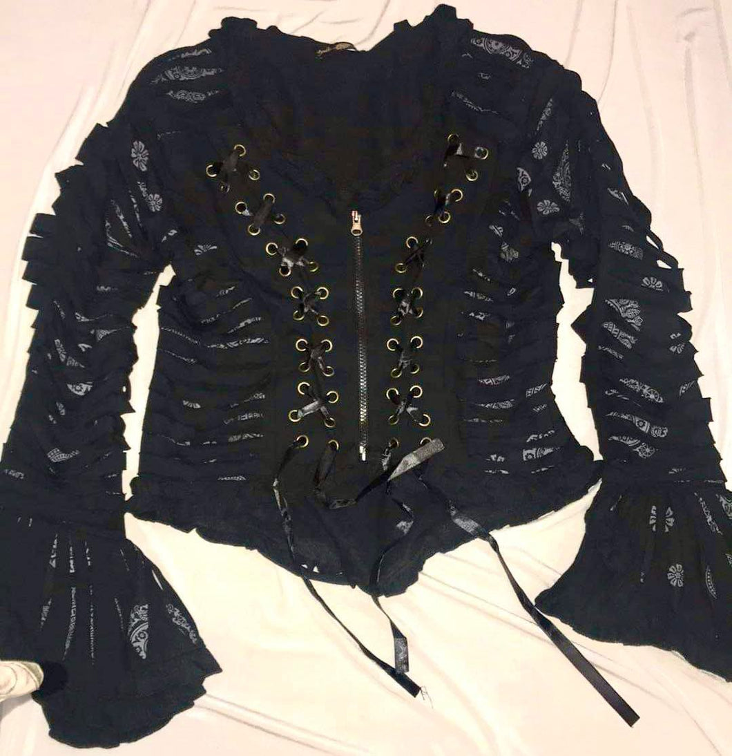 Gothic Lace Up Crop Jacket