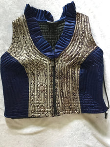 Zip Up Indian Silk Sari Crop Top Vest