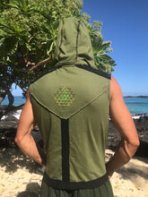 Load image into Gallery viewer, Mens Vest with Hood and Sri Yantra Embroidery