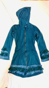 Hooded Terricloth Ruffle Jacket