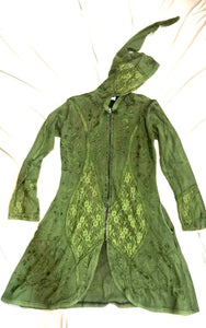 Long Cotton Jacket With Pointed Hood