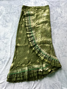 Long Indian Silk Sari Adjustable Skirt