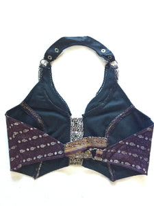 Silk Sari Cropped Halter Vest