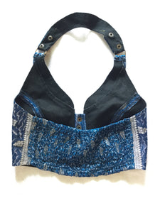 Silk Sari Cropped Halter Vest