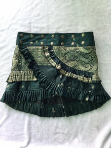Indian Silk Sari Adjustable Mini Skirt
