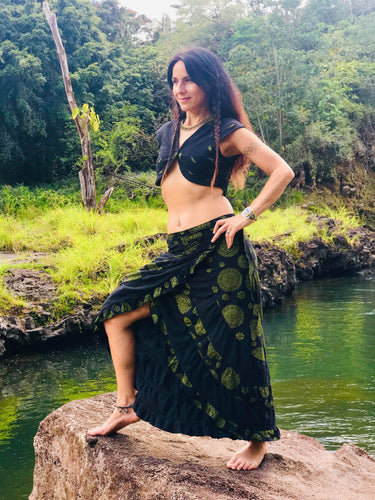 Mandala Print Wrap Skirt