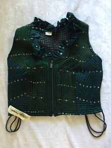 Zip Up Indian Silk Sari Crop Top Vest
