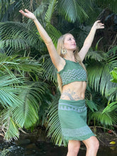 Load image into Gallery viewer, Raw cotton green wrap skirt