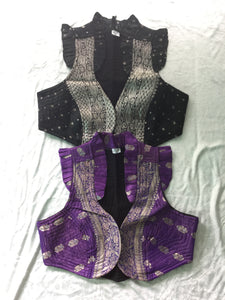 Indian Silk Sari Ruffle Vest