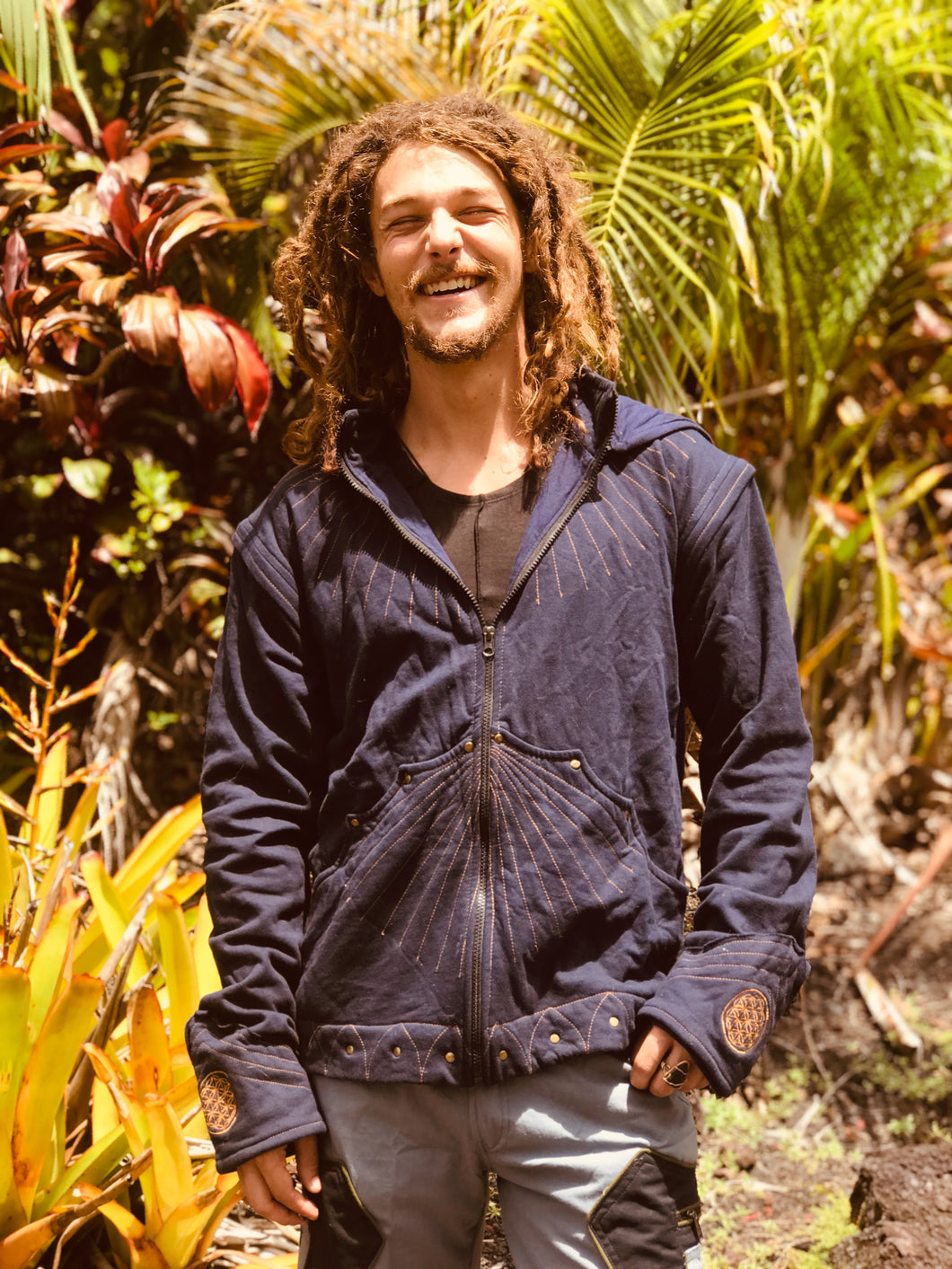 Men’s Flower of Life Hooded Down-Sizable Jacket