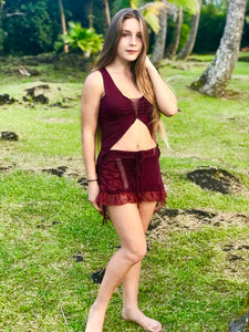 High Low Lace Trim Skirt