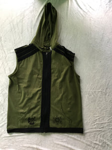 Mens Vest with Hood and Sri Yantra Embroidery
